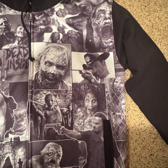 Vintage Like The Walking Dead Collage Black Zip up Hoodie (Men's 2XL) - Picture 2 of 16